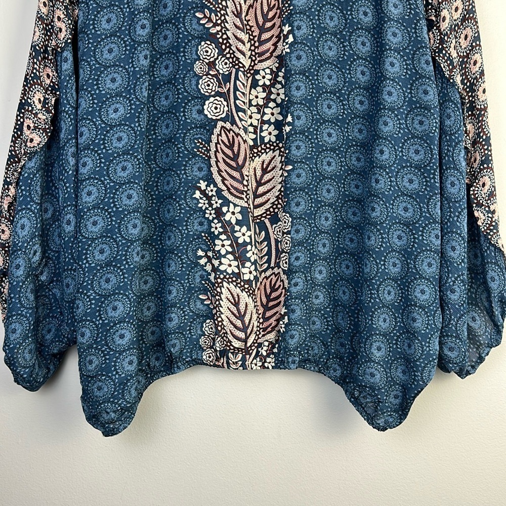 Anthropologie Maeve Letitia Ruffled Blouse Small Viscose 3/4 Sleeve Top Bohemian - Picture 13 of 16